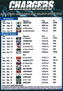 San Diego Charger Schedule
